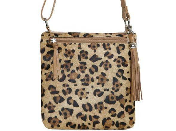 Leather Handbag Feline Saddle Crossbody Bag Camel/Leopard Picture 6 regular from Cadelle Leather