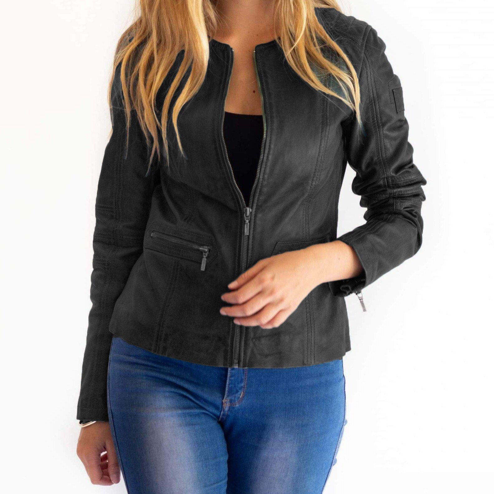 Veronica Biker Jacket | Black-CadelleLeather