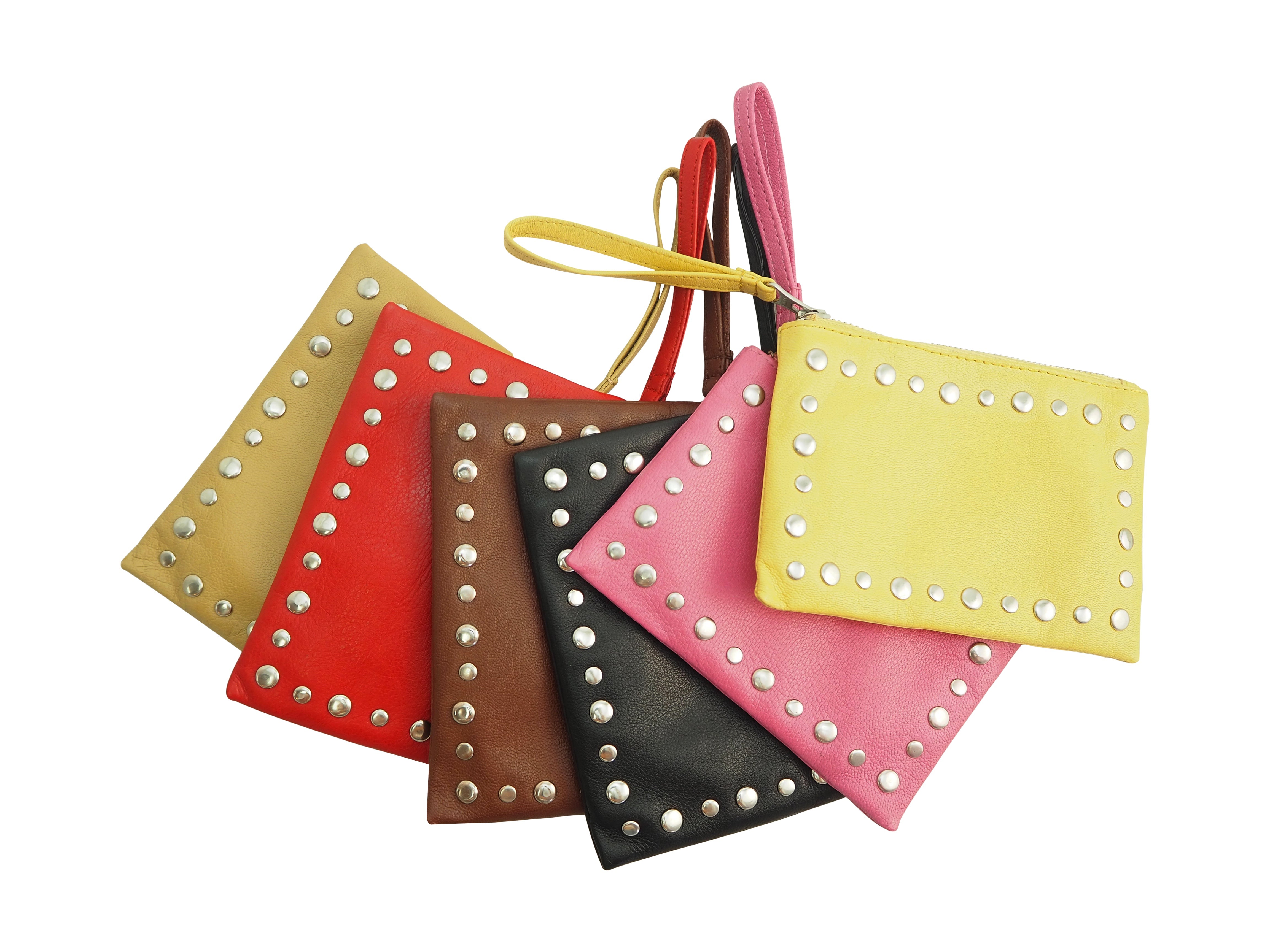 soft leather pouches in assorted colors
