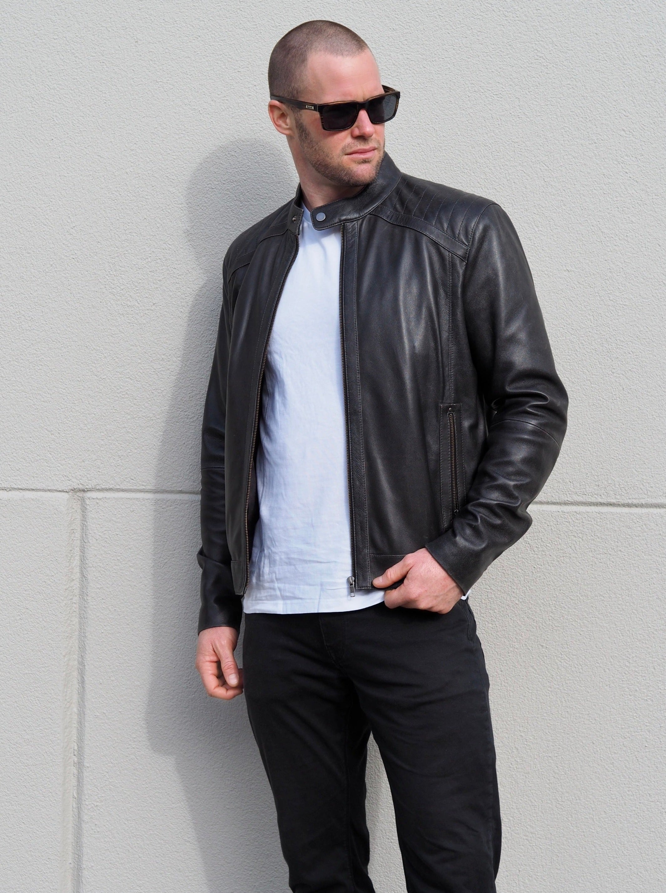 Black leatehr men's jackets