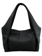 Black leather handbag with double handles