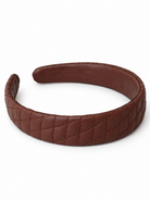 Cadelle quilted leather headband in chocolate