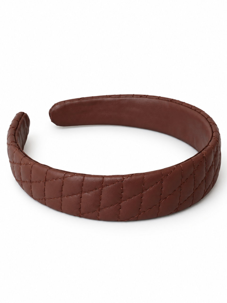 Cadelle quilted leather headband in chocolate