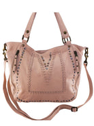 Misyty Rose Leather handbag with stud and stitch on the front