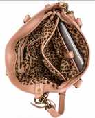 Cadelle Victoria pink metallic leather travel bag interior with leopard print lining