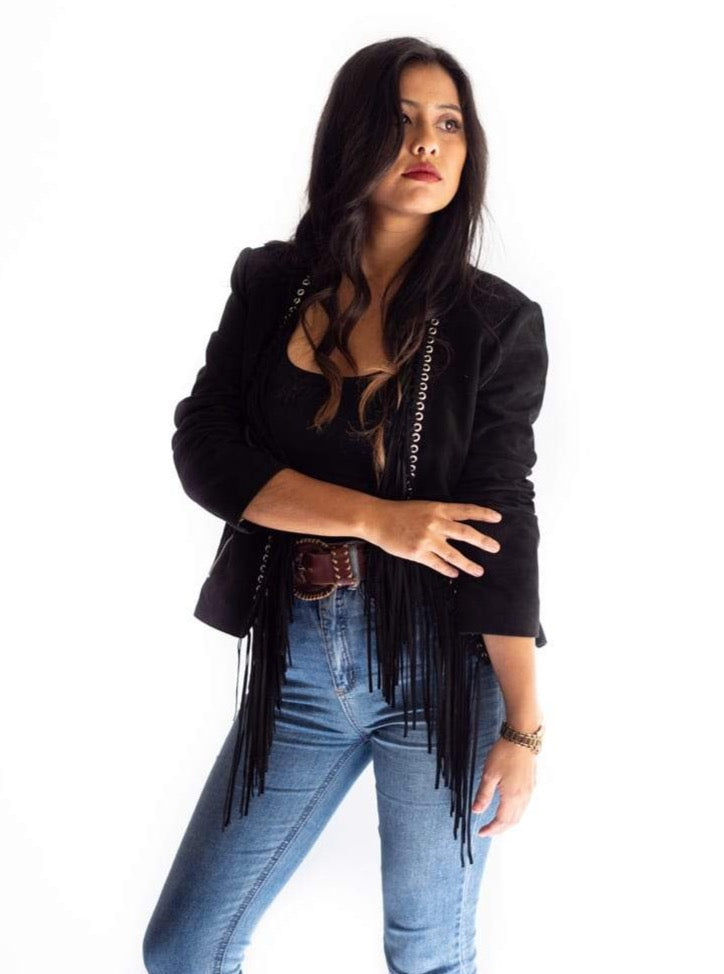 Suede Jacket Camalla Fringed Jacket Black Picture 3 regular from Cadelle Leather