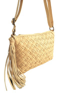 Cadelle Diane butter leather crossbody with woven front and detachable crossbody strap 