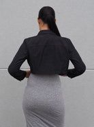 Cadelle Katy Cropped Black Leather Shirt with gold snap fasteners back view