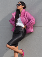Cadelle Lillie black leather pencil skirt that sits below the knee