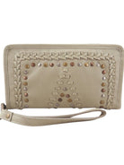 Mila Leather wallet with stitch and stud detail,  in honey by Cadelle Leather