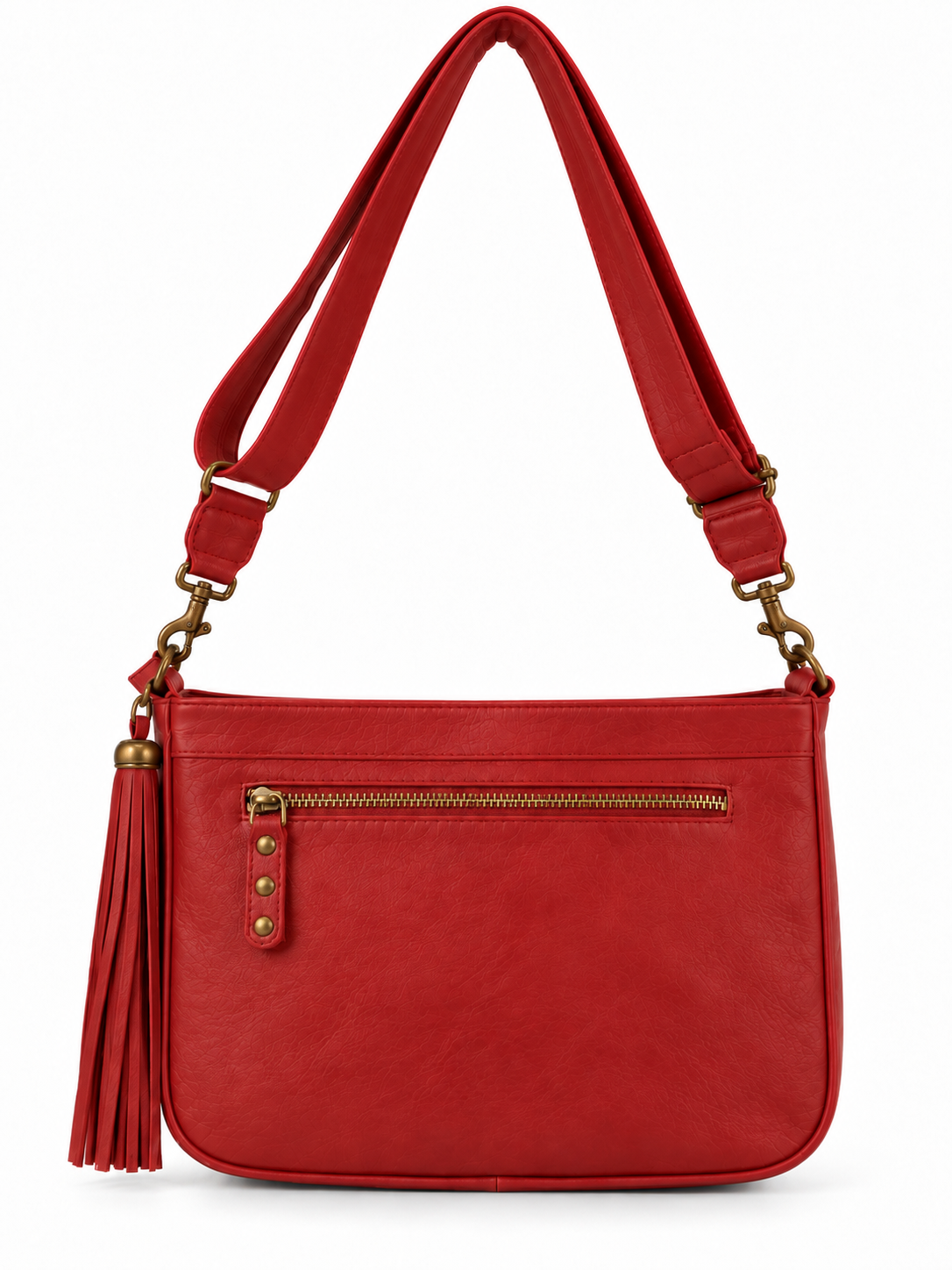 Cadelle Maria red leather crossbody back view with a zip pocket