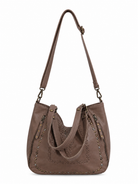 Mila truffle leather shopper with double handles and crossbody strap