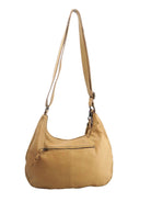 Camel leather handbag  with zip pocket, back view
