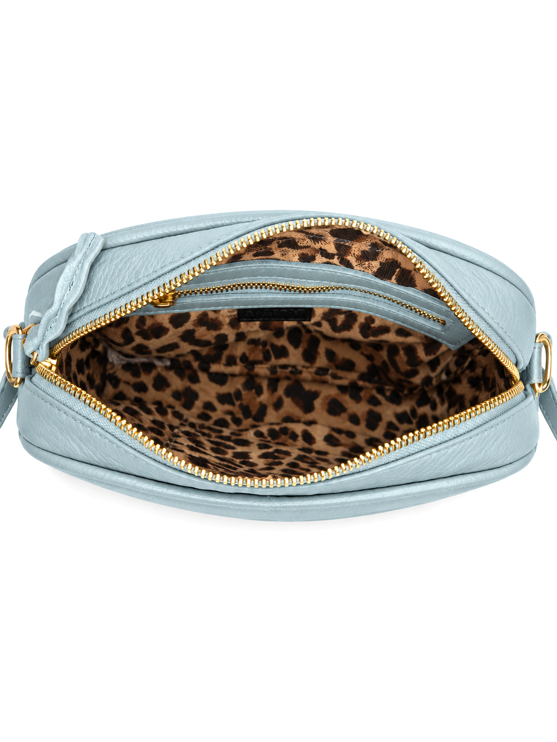 Cadelle Sarah pale blue leather crossbody bag inside