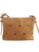 Cadelle Stevie tan suede shoulder bag with metal eyelets- back view