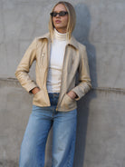 Madison beige leather zip through jacket