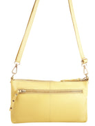 Cadelle Willow butter yellow leather crossbody with removeable strap and wristlet- back view