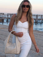Peta cream handbag by Cadelle Leather