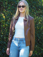 Barkly chocolate leather bomber jacket