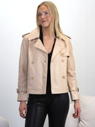 Cadelle Tess beige double-breasted cropped trench jacket 