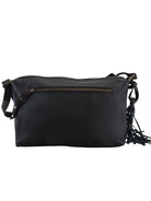 Cadelle Diane Black leather crossbody bag with zip pocket and detachable tassel- back view