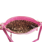 Cadelle Willow fuchsia leather crossbody bag with zip closure inside view