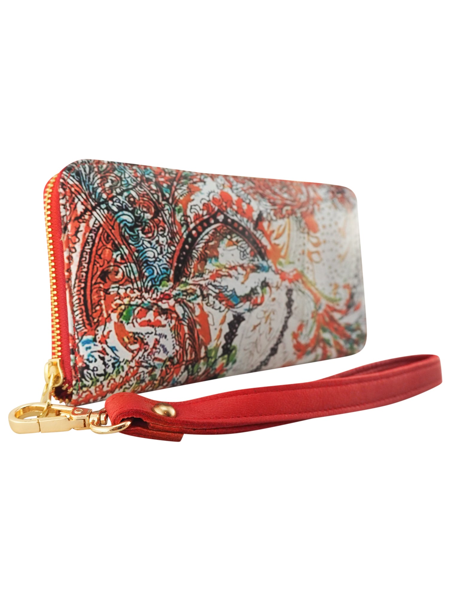 Bella Printed Wallet | Paisley/Red-Handbag & Wallet Accessories-CadelleLeather