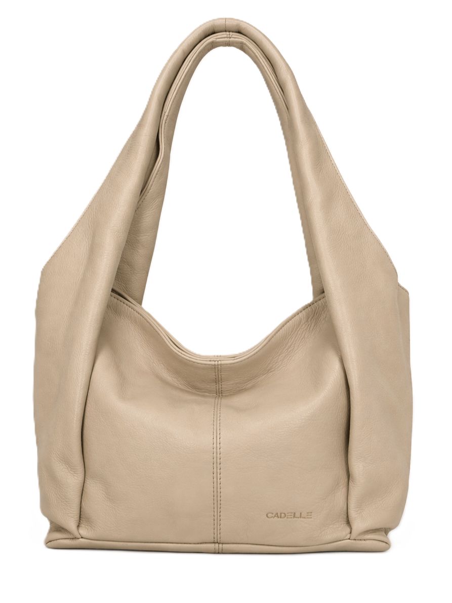 Cadelle Peta cream leather shoulder bag with double handles