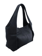 Cadelle Peta black leather handbag with structured tote silhouette side view
