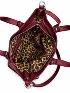 Cadelle Annelise leather shoulder bag internal view with leopard lining