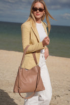Mocha chocolate handbag with multiple straps