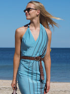 Cadelle Gigi chocolate leather studded belt with silver oval buckle
