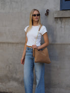 Cadelle MONK Ginger Tan suede slouch bag