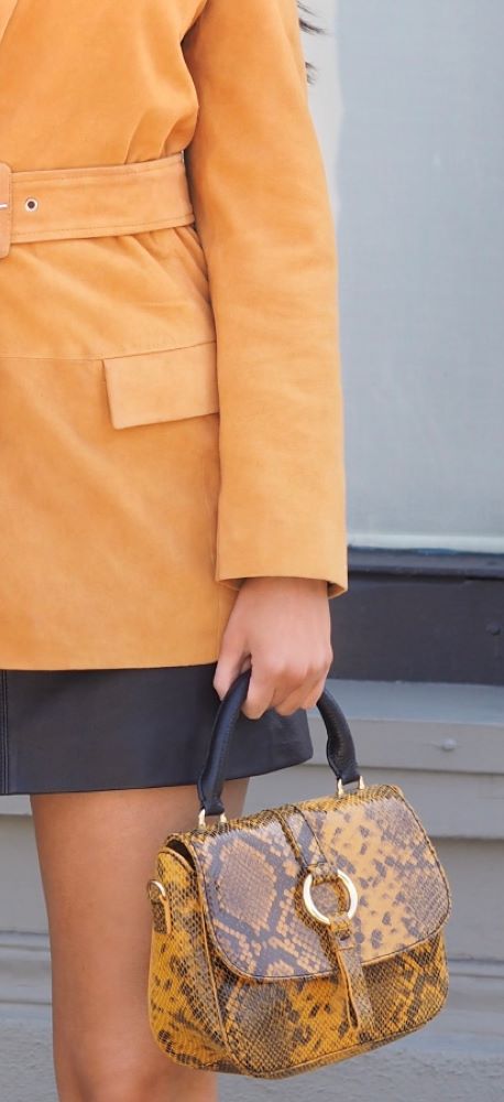 MONK Mini Jordan Bag | Yellow Snake-Handbags-CadelleLeather