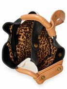 Cadelle Carla two-toned black and white leather handbag top view