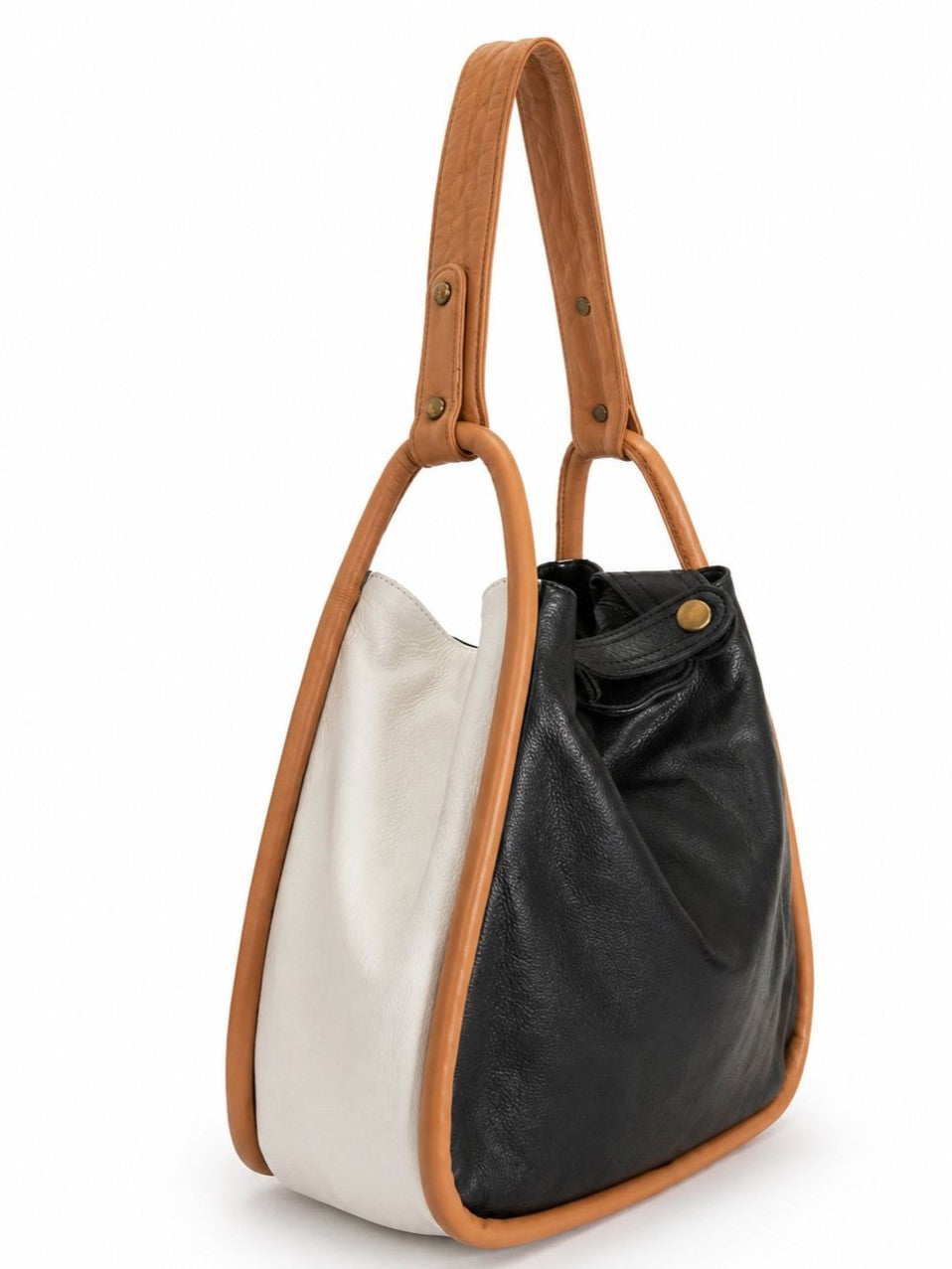 Cadelle Carla two-toned black and white leather handbag side view