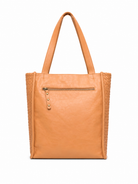 Cadelle Brooklyn camel leather tote back view, with zip pocket