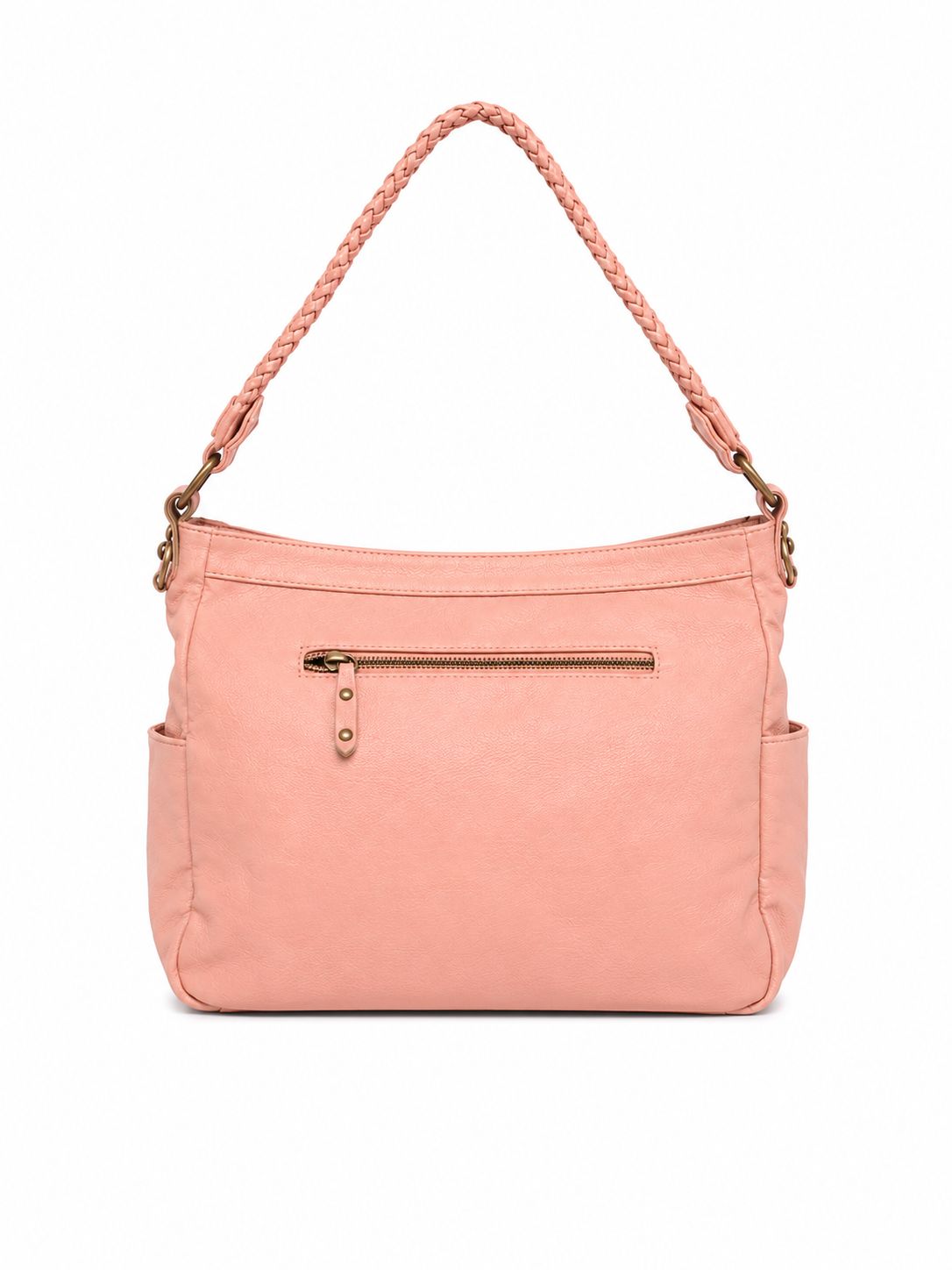 Cadelle Brooklyn misty rose leather shopper back view, with zip pocket