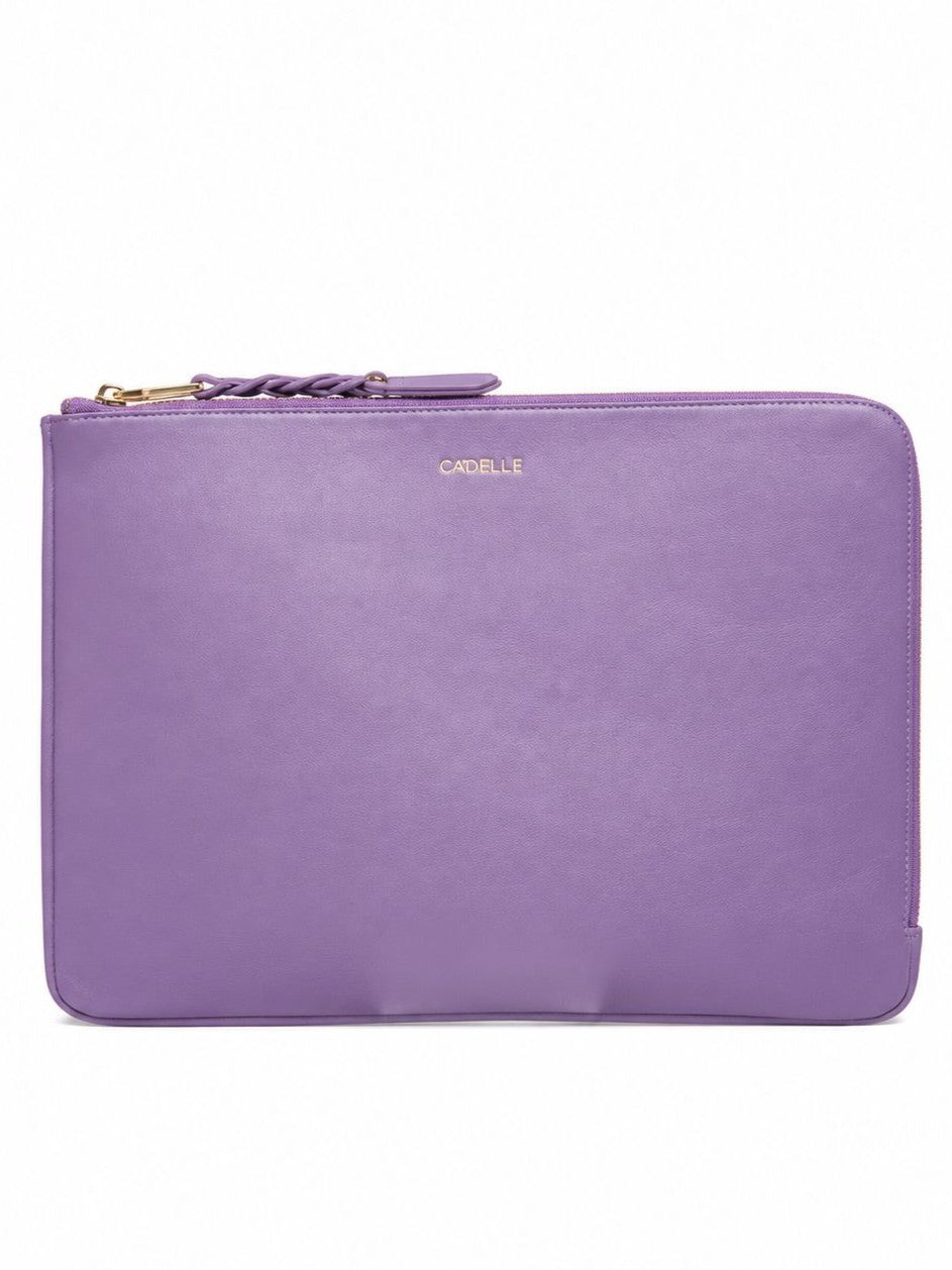 Cadelle Jade violet leaether tablet case with gold accessories