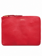 Cadelle Jade red leather tablet case with gold zips
