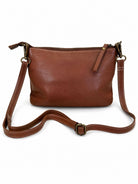 Cadelle Freya Spice leather crossbody bag with front zip pockets front view
