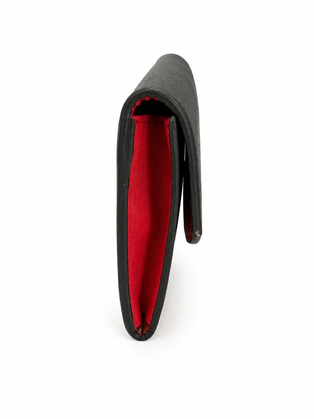 Cadelle Nova Black and Red leather wallet with stud closure side view