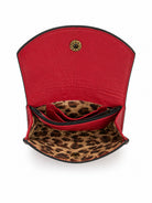 Cadelle Nova Black and Red leather wallet with stud closure inside view