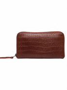 Cadelle Bella Wallet in chocolate with  moc croc leather finish with zip-around closure
