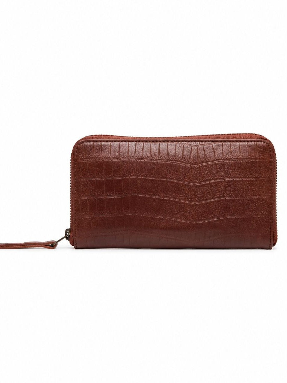 Cadelle Bella Wallet in chocolate with  moc croc leather finish with zip-around closure