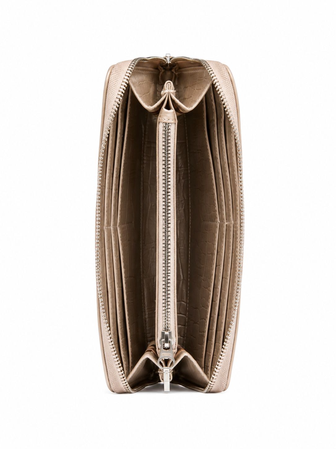 Cadelle Bella wallet inside with card slots , centre zip section and open slots for notes