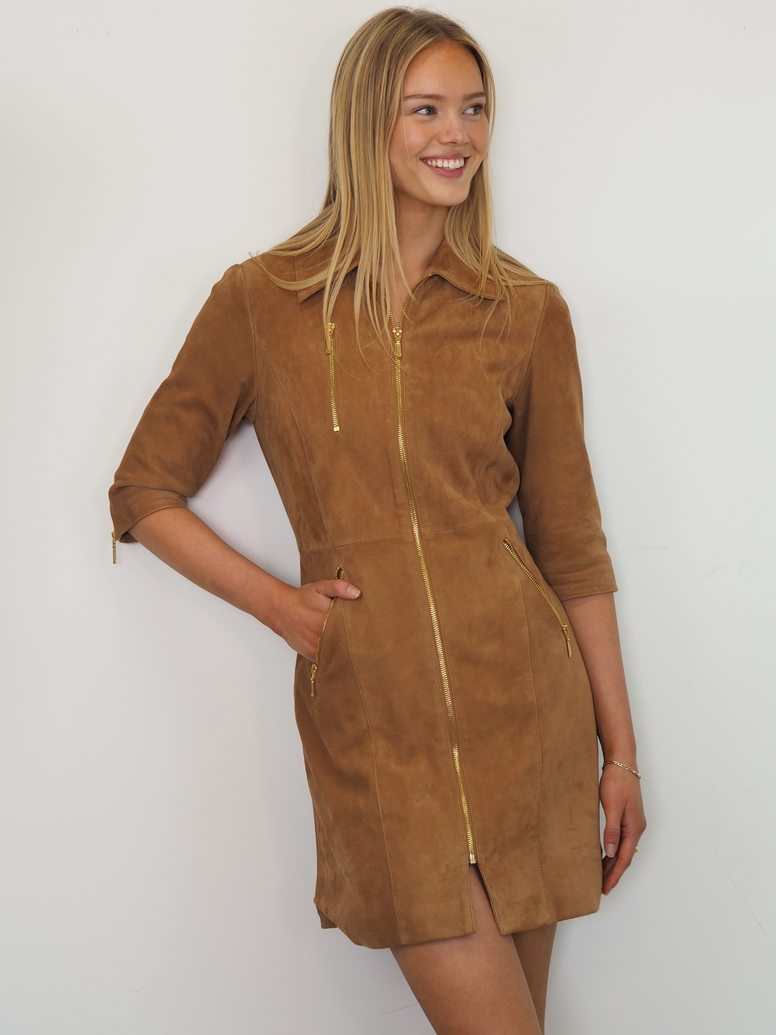 Twiggy Suede Dress | Tan – CadelleLeather