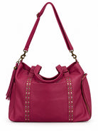 Cadelle Victoria raspberry leather overnighter with double handles