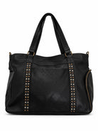 Cadelle Victoria black leather overnighter with studs down the front