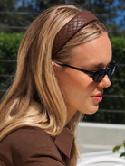Cadelle quilted headband in chocolate leather
